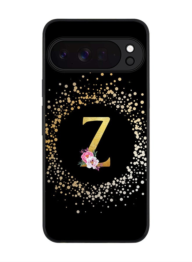 For Google Pixel 10 Pro Case,Slim fit Camera Protection, Shockproof Thin Phone cover  - Custom Monogram Floral - Z ( Black )